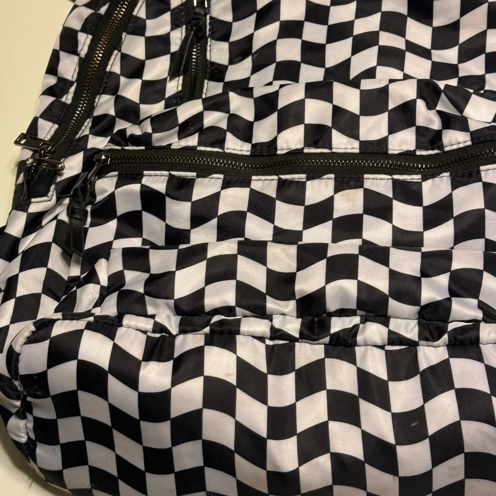 High End Black & White Checkered Women’s Padded Backpack Laptop Bag FIXED - Picture 3 of 9